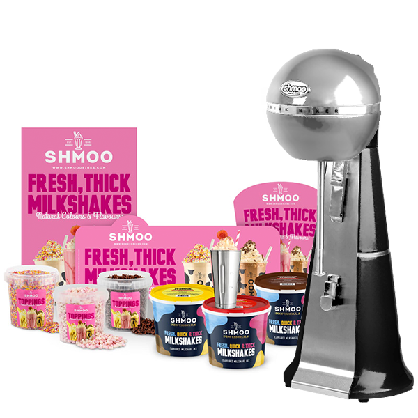 Aimia Foods Shmoo Milkshake Machine Shmoo Milkshake Luxury Black Spindle Mixer with Starter Pack